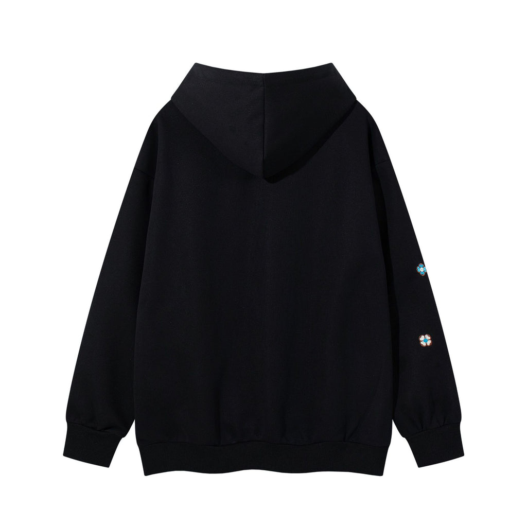 Floral embroidery hooded sweatshirt