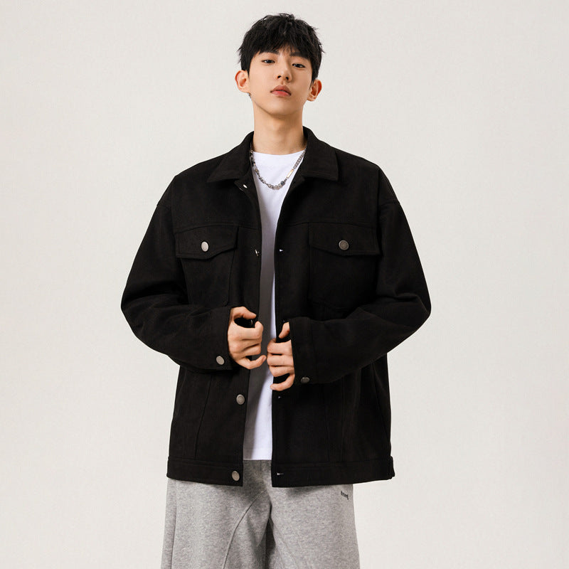 Vintage Workwear Casual Lapel Loose Fit Men's Jacket