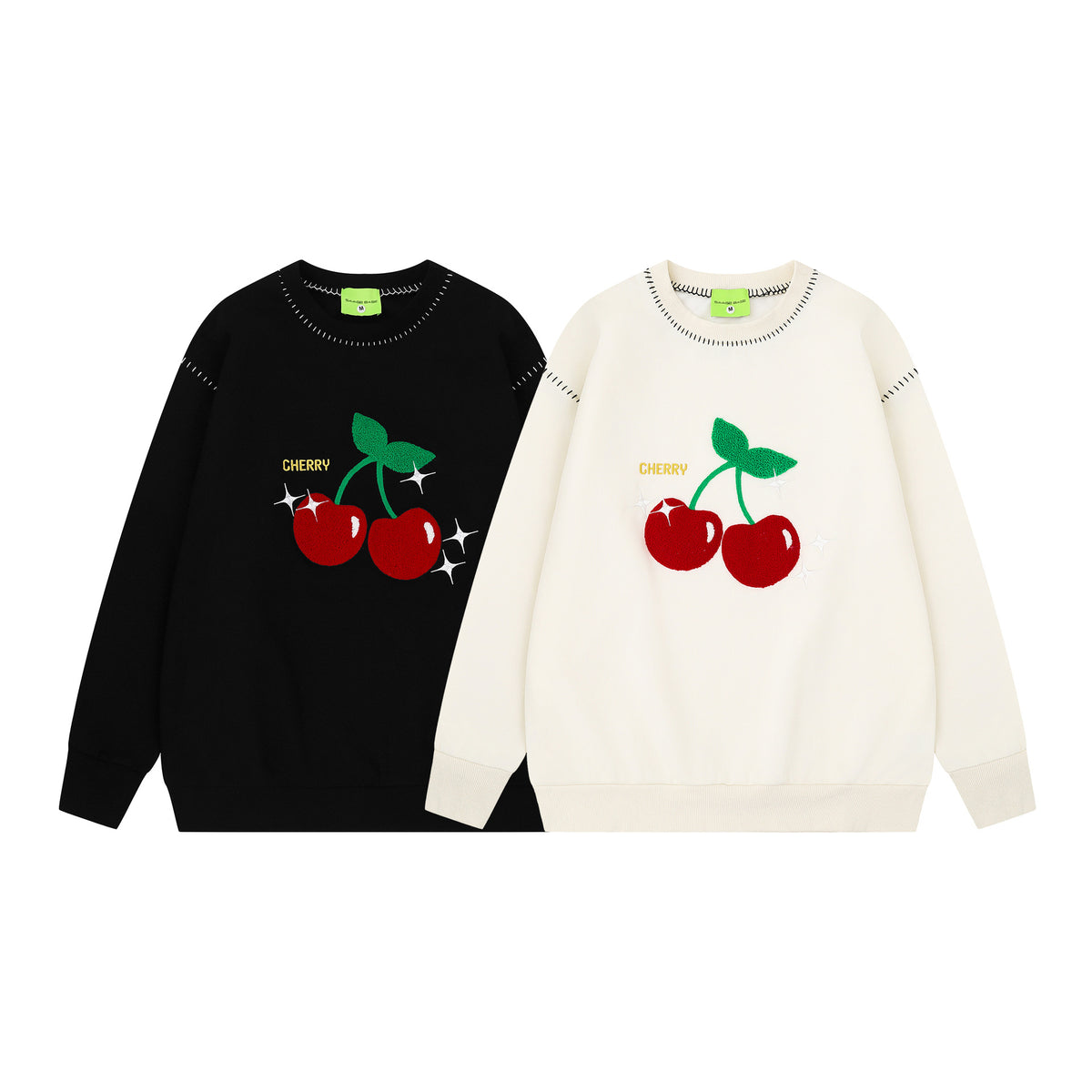 Cherry velvet stitched hoodie