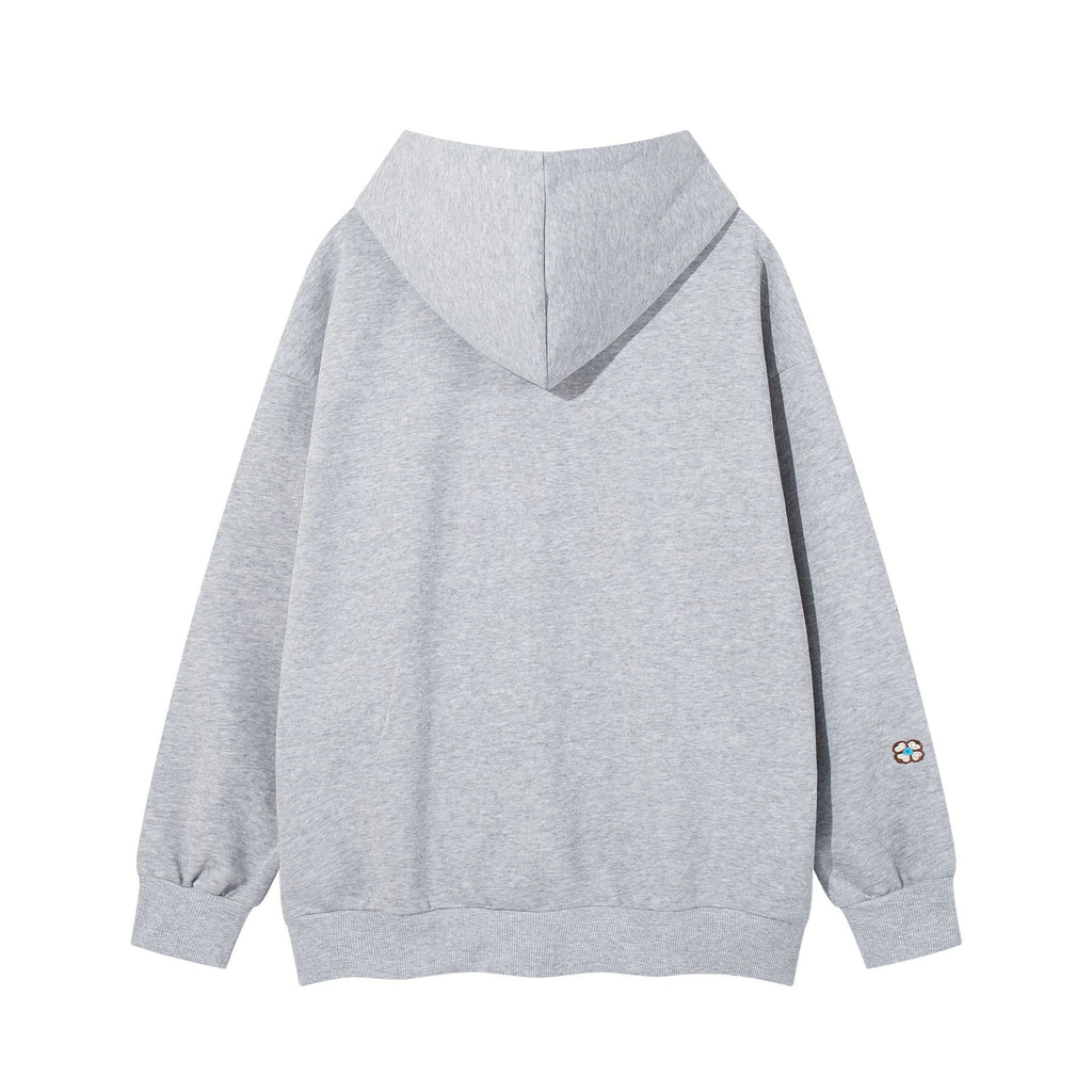 Floral embroidery hooded sweatshirt