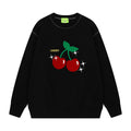 Cherry velvet stitched hoodie