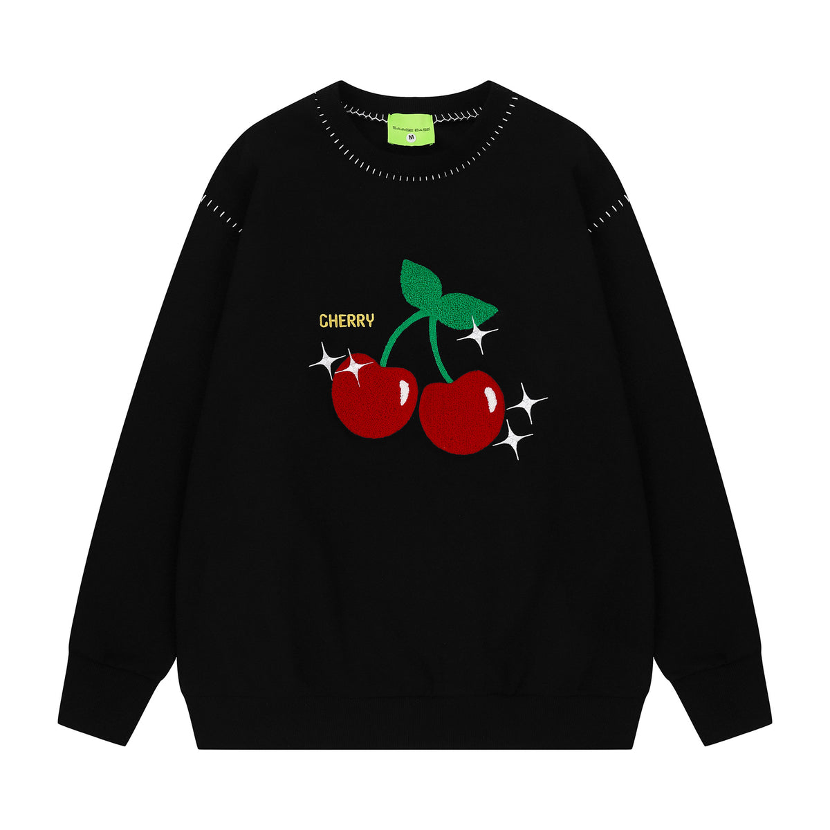Cherry velvet stitched hoodie