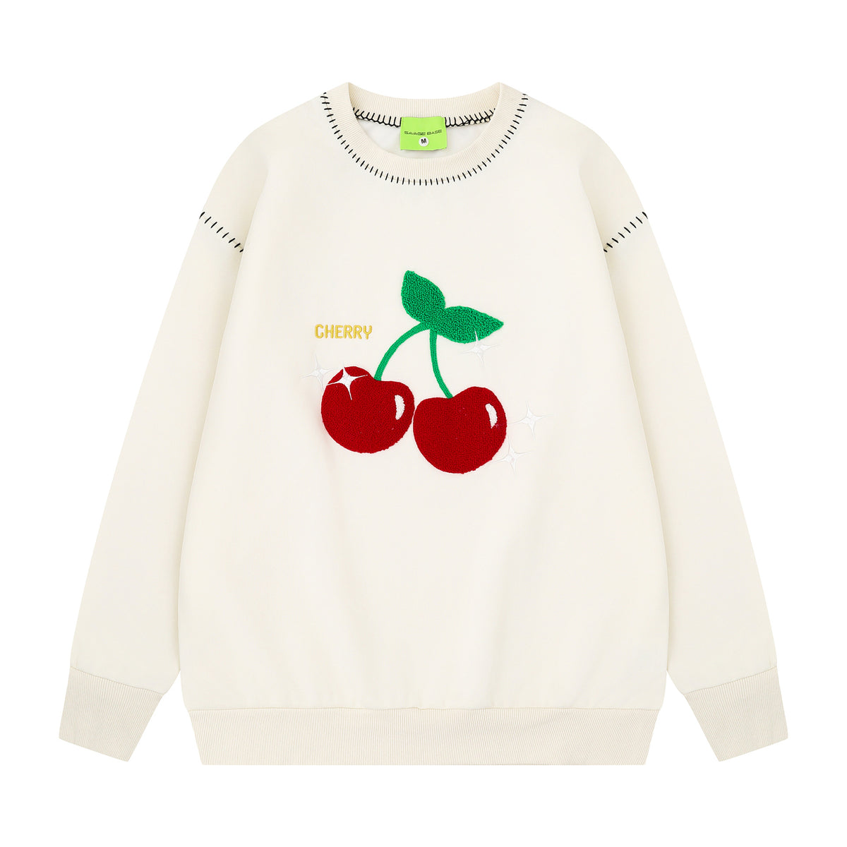 Cherry velvet stitched hoodie