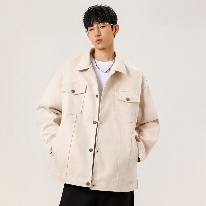 Vintage Workwear Casual Lapel Loose Fit Men's Jacket