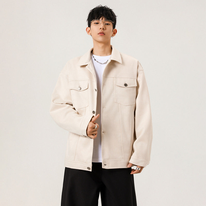 Vintage Workwear Casual Lapel Loose Fit Men's Jacket