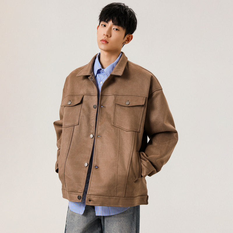Vintage Workwear Casual Lapel Loose Fit Men's Jacket