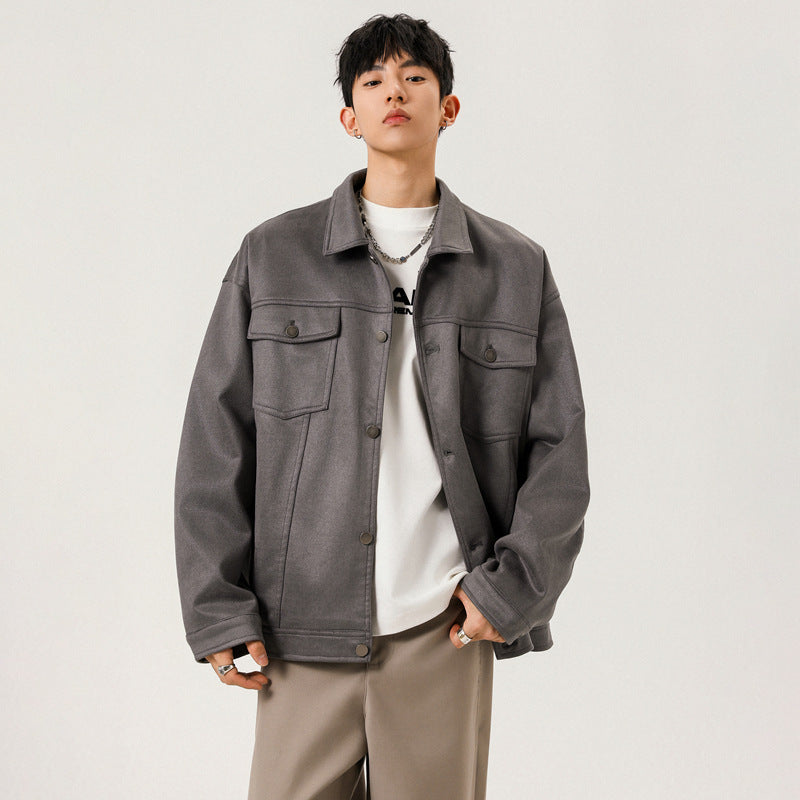 Vintage Workwear Casual Lapel Loose Fit Men's Jacket