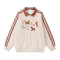 Checkered collar cardigan sweatshirt
