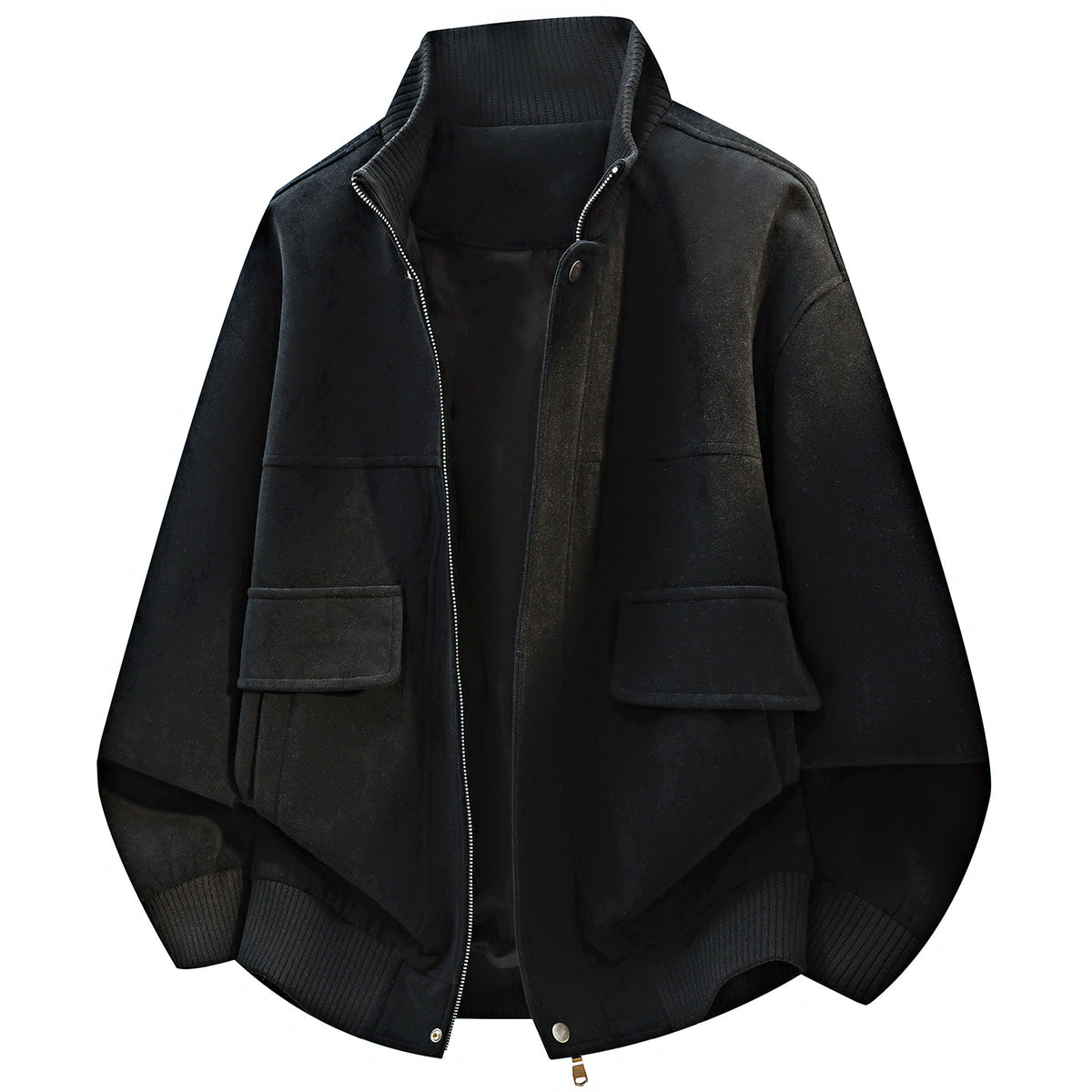 Vintage Fuzzy Fabric Stand Collar Loose Fit Men's Workwear Jacket
