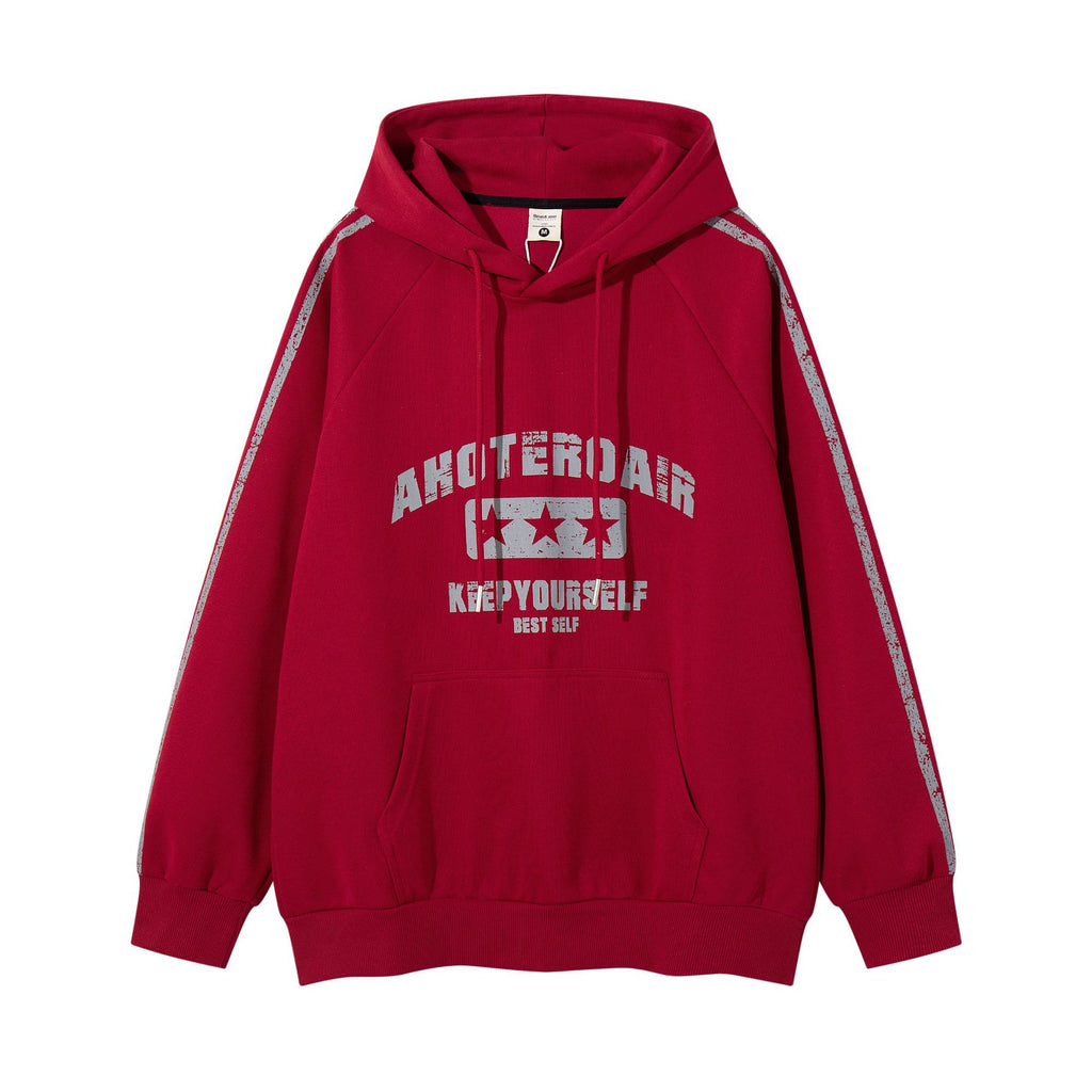 Make an old letter printed hooded sweatshirt