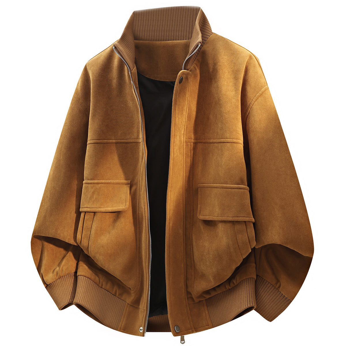 Vintage Fuzzy Fabric Stand Collar Loose Fit Men's Workwear Jacket