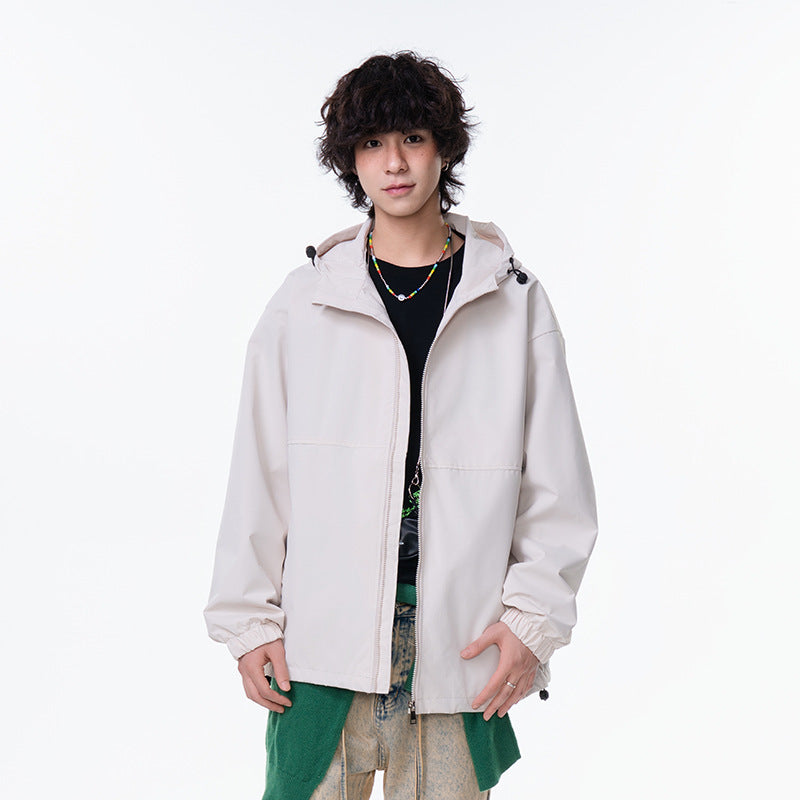 Men's High Street Solid Color Hooded Outdoor Cargo Jacket
