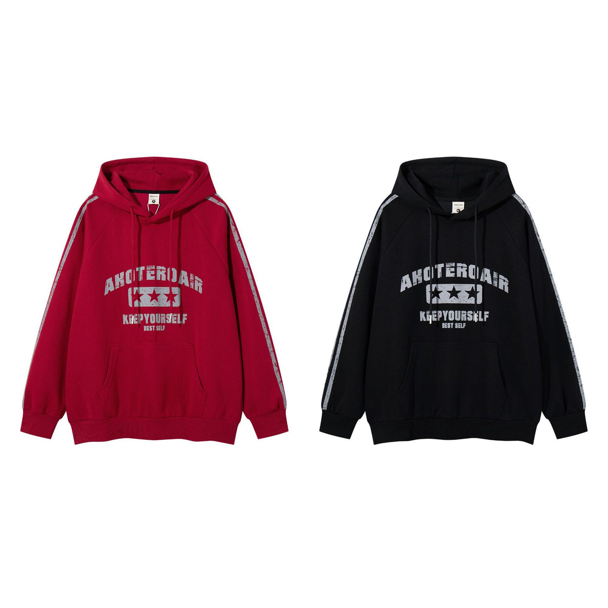Make an old letter printed hooded sweatshirt