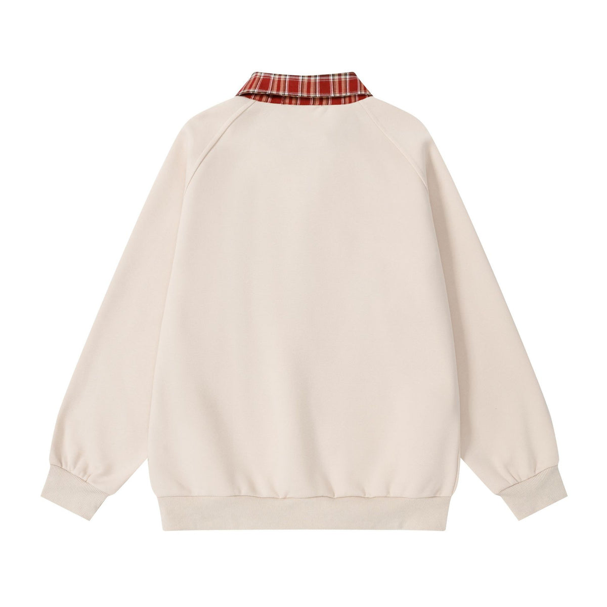 Checkered collar cardigan sweatshirt