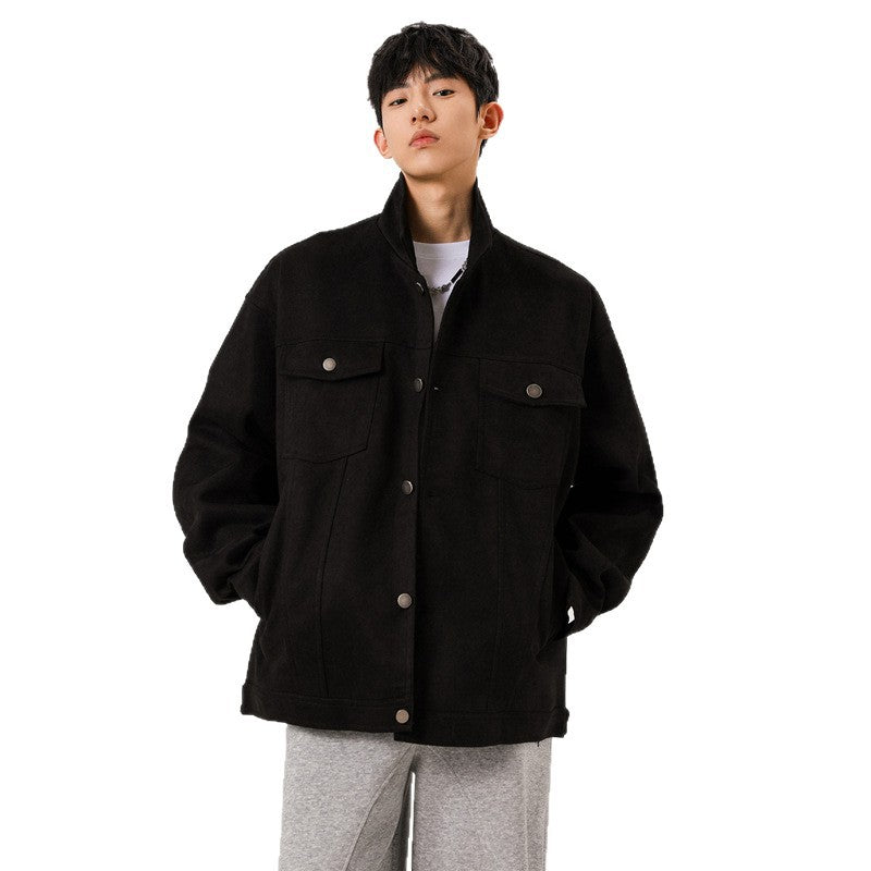 Vintage Workwear Casual Lapel Loose Fit Men's Jacket